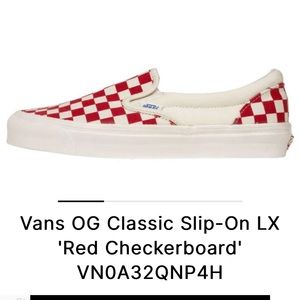 VANS VAULT OG CLASSIC SLIP-ON LX CHECKERBOARD - WHITE / RED
